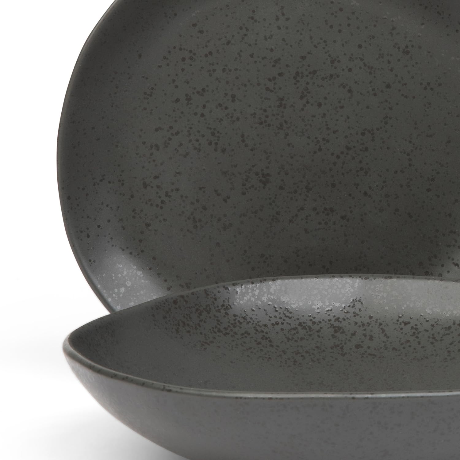 Trasa Home by Larder & Vine, Eco-Friendly High Fired Artisan Stoneware, Organic & Modern Dinnerware, 16 piece set, 4 place settings (Charcoal)