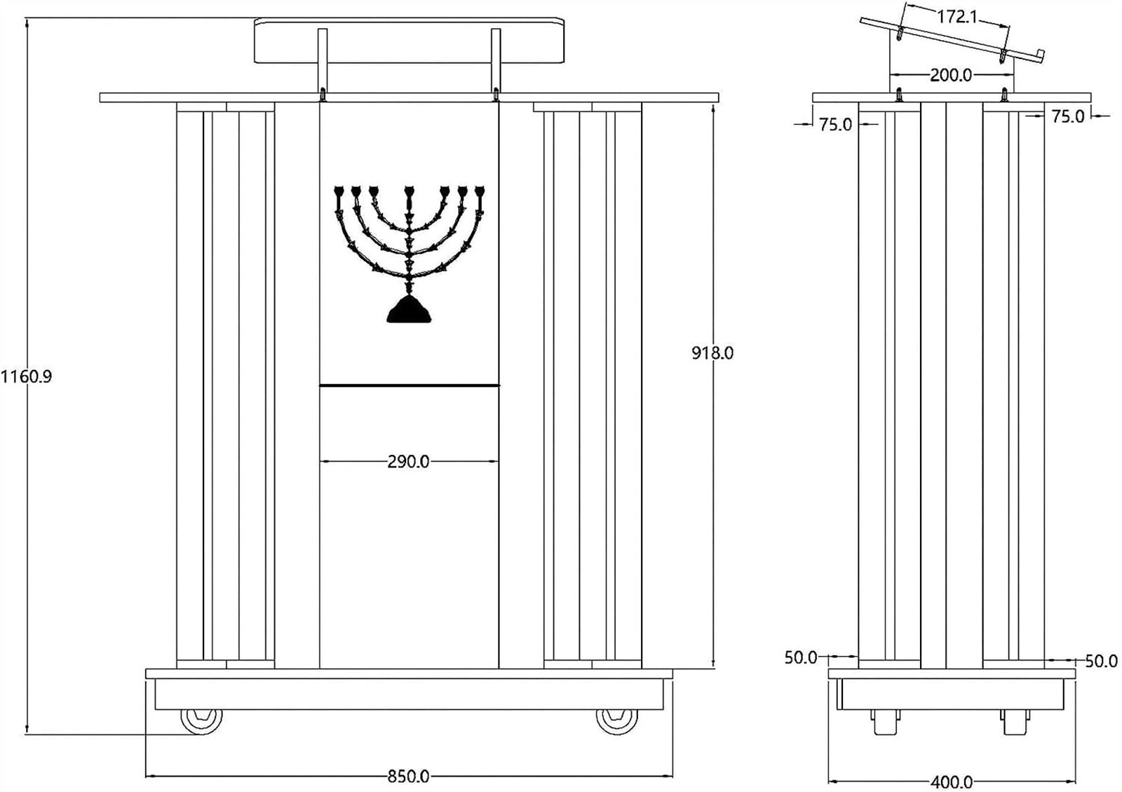 DHXIAMZ Clear Acrylic Church Forum Lectern Podium Stand with Foot Wheel Reading Table