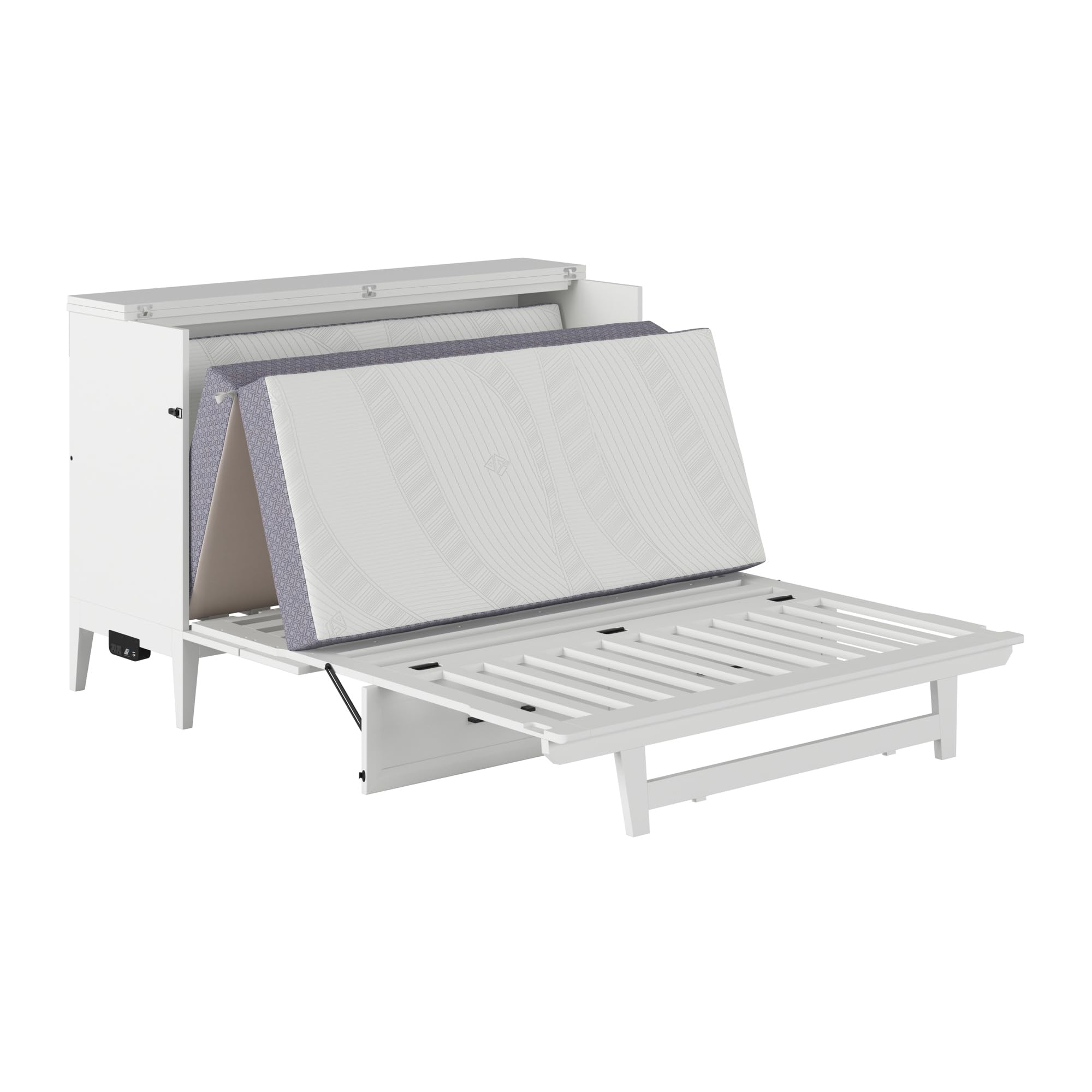 AFI, Santa Fe Queen Murphy Bed Chest with Mattress and Built-in Charger, White