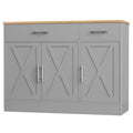 Shintenchi Modern Farmhouse Sideboard Buffet Cabinet with Storage with 3 Doors,42" Barn Doors Buffet Cabinet with Storage,Wood Coffee Bar Cabinets with Adjustable Shelf for Kitchen,Living Room,Grey