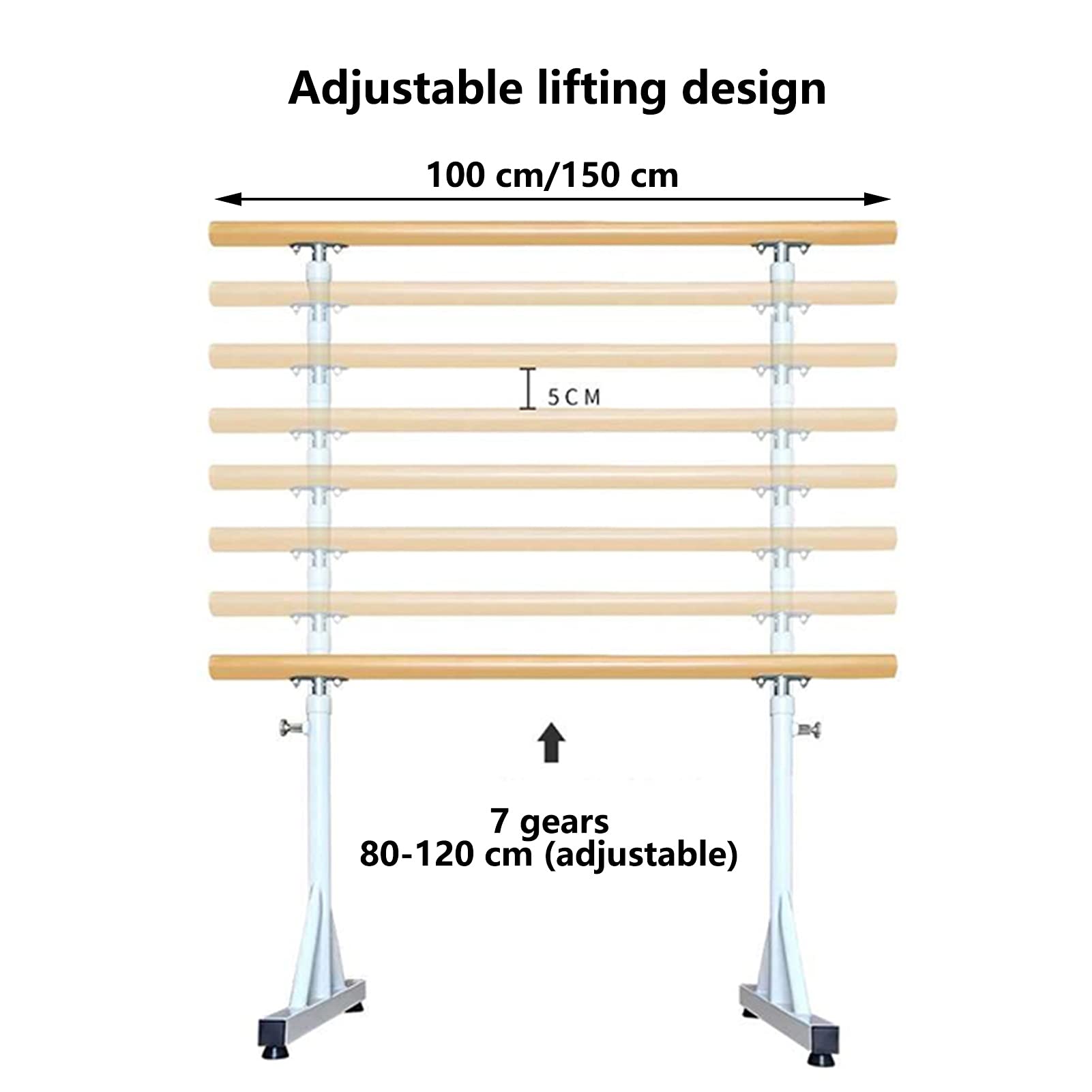 DUHTFCY Portable Dance Pole, Home Mobile Barre Equipment with Non-Slip Foot, Free Standing Adjustable Ballet Barre for Stretch,