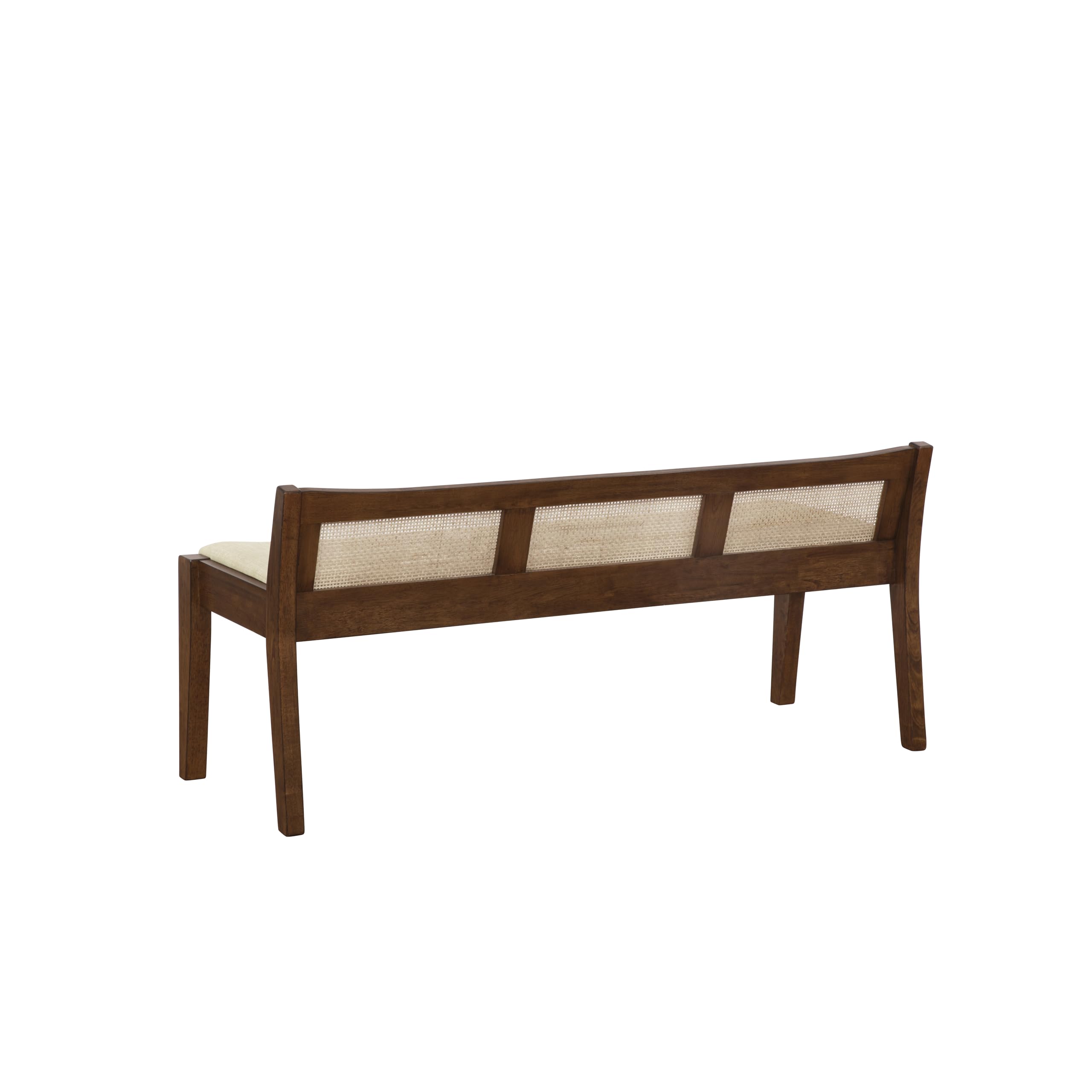 Powell Kasi Brown and Natural Rattan Cane Low Back Wooden Accent Bench