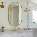 ANDY STAR 26x38 Inch Gold Oval Mirror, Oval Brass Mirror Pill Shaped Stainless Steel 1’’ Deep Metal Frame Wall Mounted Vertically & Horizontally Ideal for Limited Space