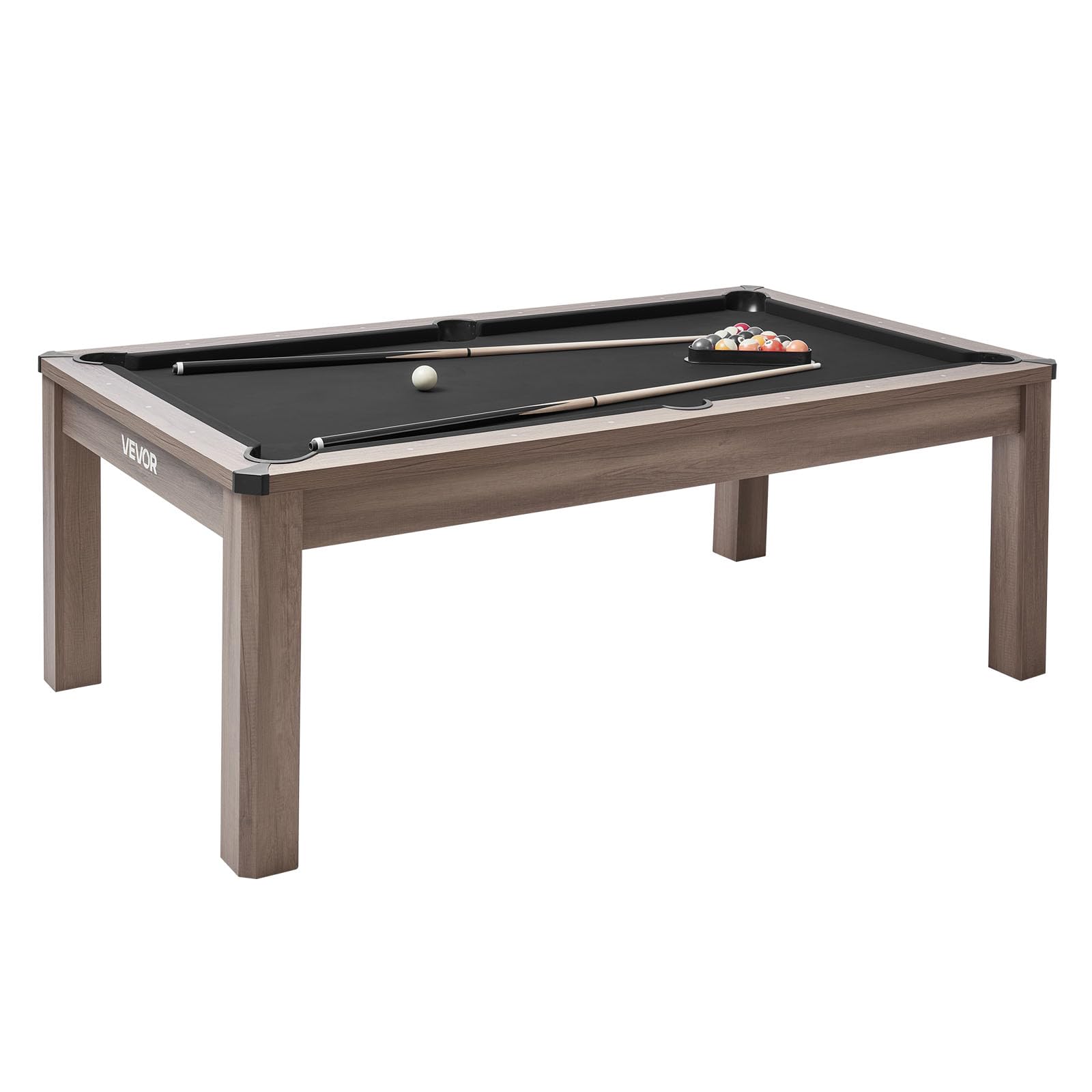 VEVOR 7ft Pool Table Combo Set, 3-in-1 Multi Game Billiards Tables with Dining Top and Ping Pong, 2 Benches for Storage and Accessories, Includes Ball Cue Rack Chalk Brush, for Family Recreation Room