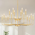 Gifarich Gold Chandeliers for Dining Room Light Fixture Over Table, Modern Farmhouse Chandeliers for Living Room,18-Lights Industrial Metal Candle Lighting Fixtures for Entryway Kitchen Island Foyer