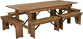 Flash Furniture HERCULES Series 8' x 40'' Antique Rustic Folding Farm Table and Six Bench Set