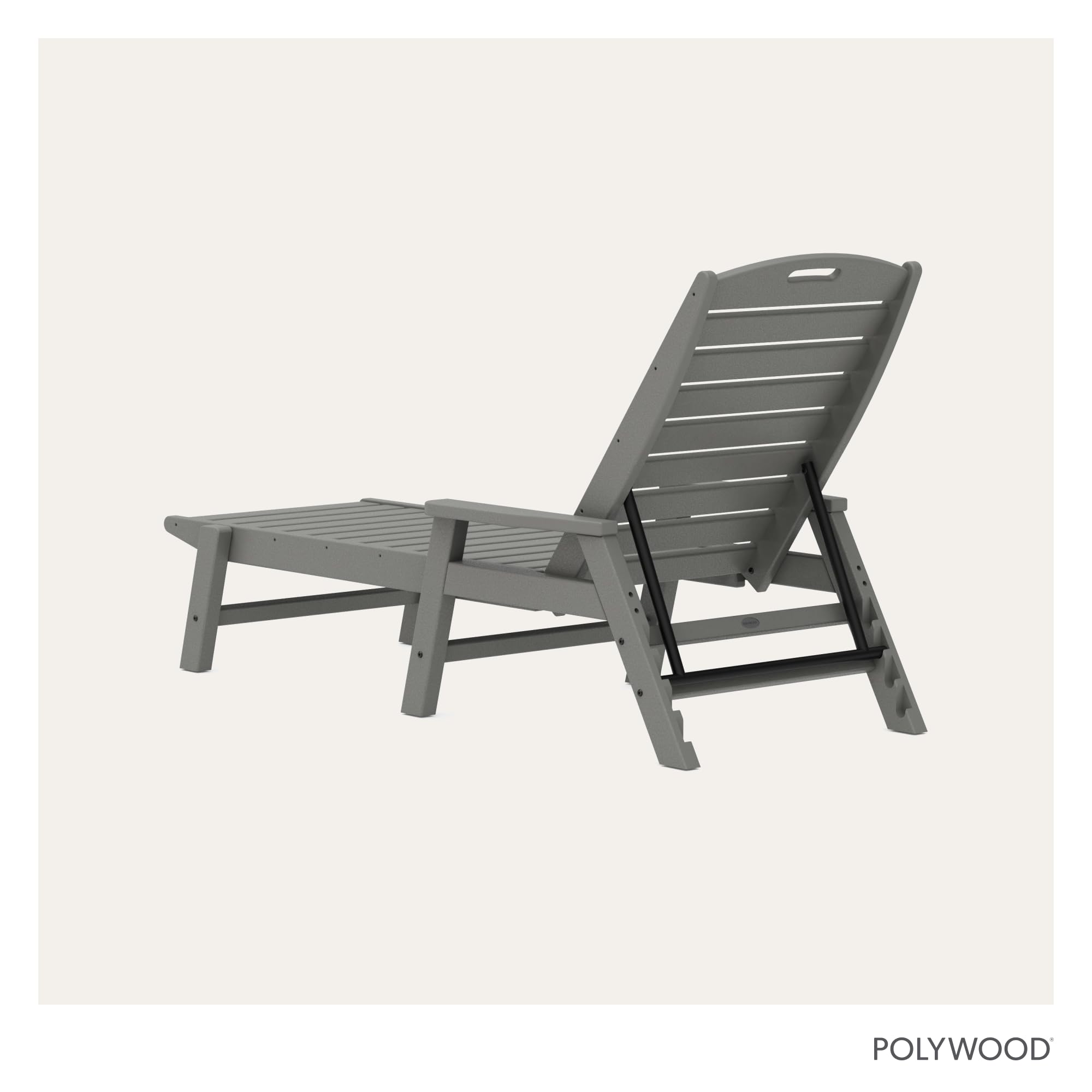 POLYWOOD NCC2280GY Nautical Arms Chaise, Slate Grey