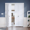 Roymelo White Bifold Doors for 60"×80" Opening, Sliding Interior Closet Folding Barn Door Slab with 5FT Concealed Hardware Kit Included, 3-Panel, MDF Wood Panel Covered with PVC Surface