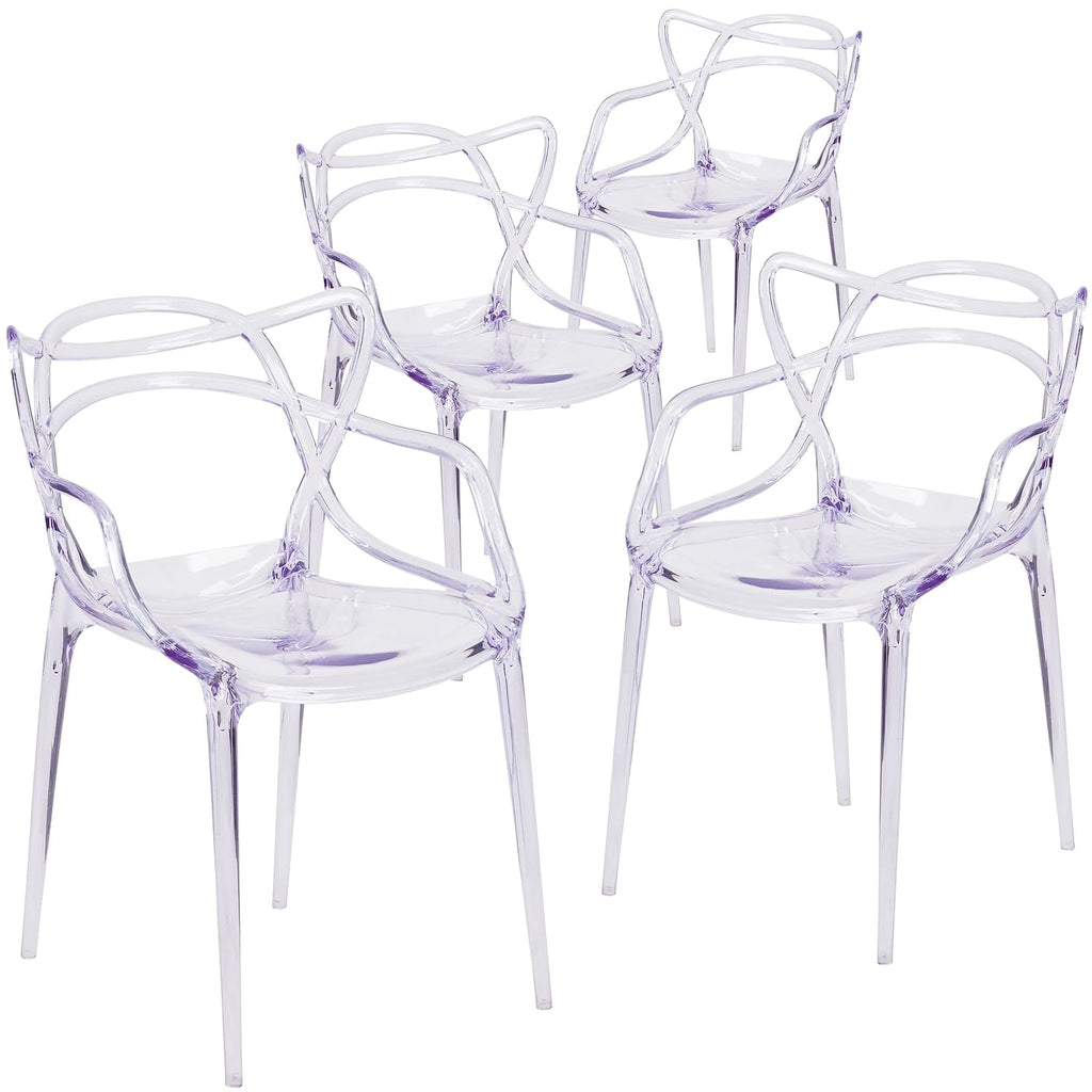 Flash Furniture Josh 4 Pack Nesting Series Transparent Stacking Side Chair