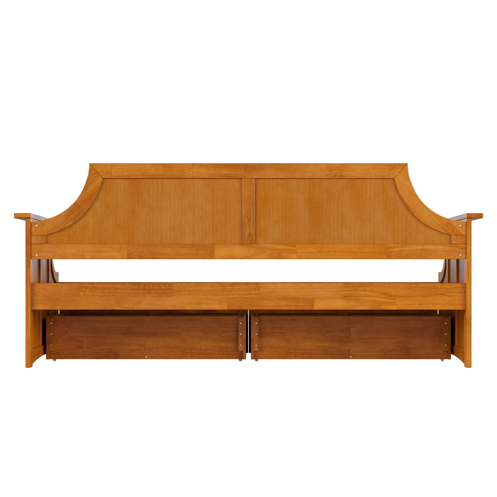 AFI, Cambridge Twin Size Wood Daybed Frame with 2 Storage Drawers, Light Toffee