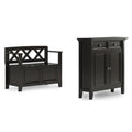 SIMPLIHOME Amherst Solid Wood 36 inch Wide Small Storage Bench and 36 inch Wide Storage Cabinet in Hickory Brown for the Living Room, Entryway, and Family Room, Transitional Style