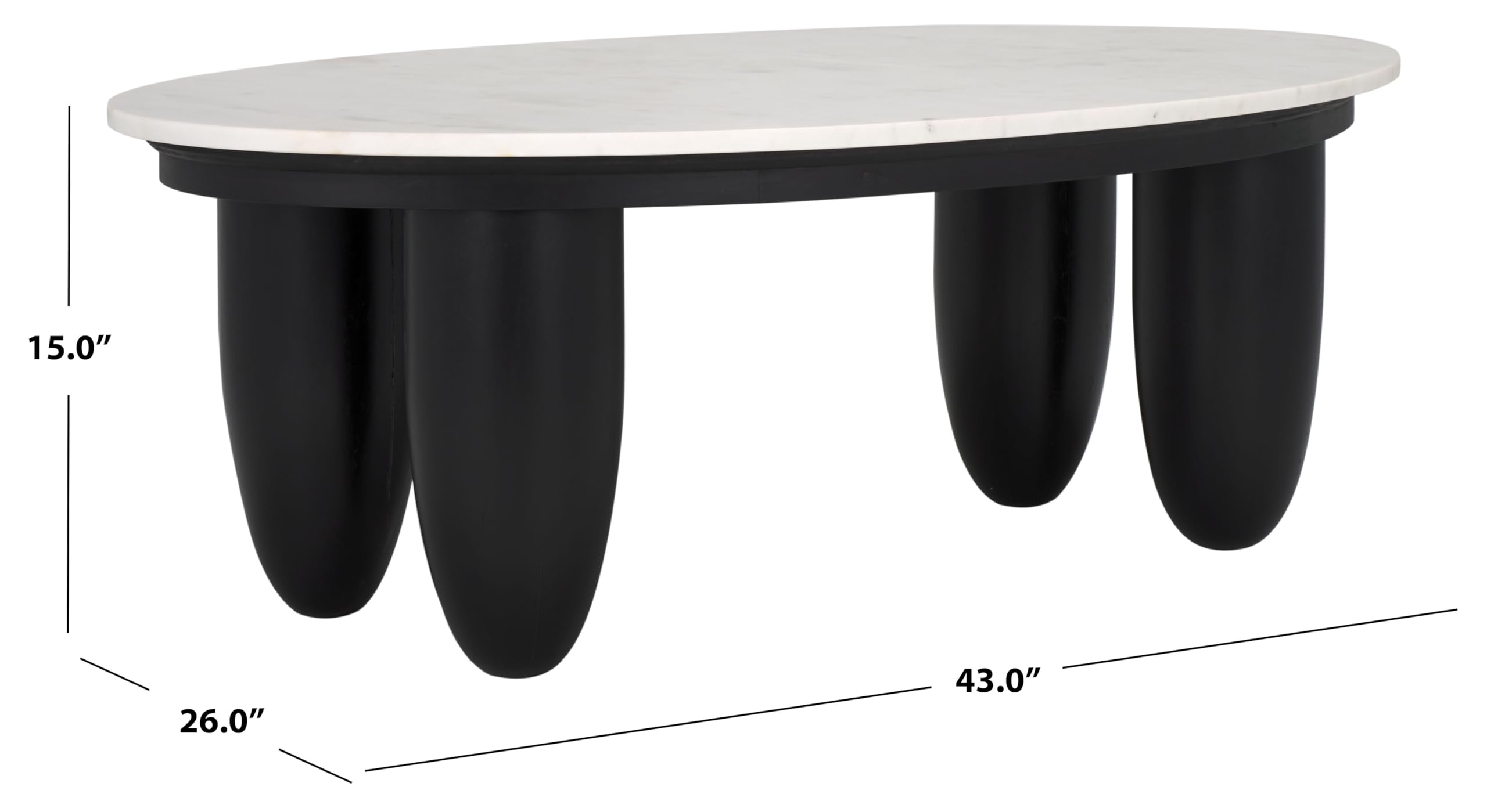 SAFAVIEH Couture Collection Hobbes Black Solid Wood/Marble Top Coffee Table