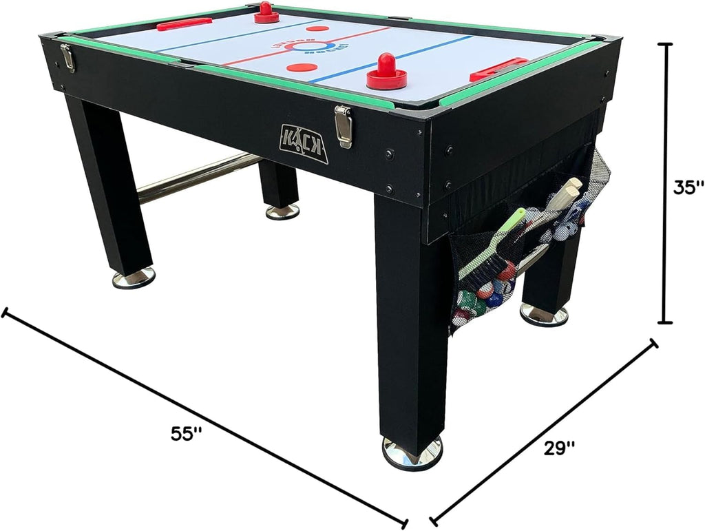 KICK Tetrad 55" 4-in-1 Multi Game Table (Black) – Foosball, Billiards/Pool, Air Hockey & Ping Pong
