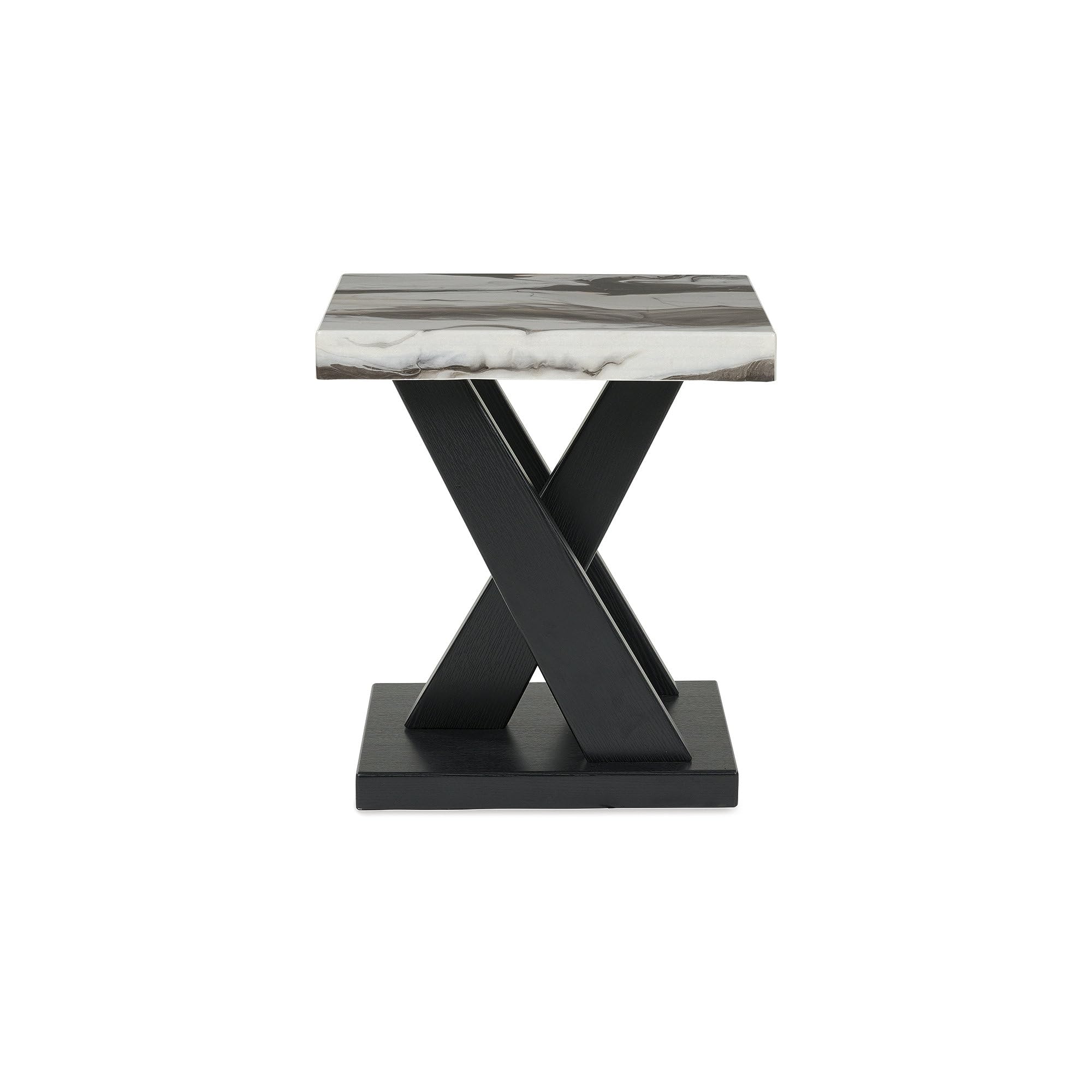 Signature Design by Ashley Cendill Contemporary Faux Marble Table with Casters, Set of 3, White & Black