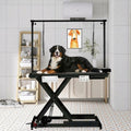ExploreHorizon 50" Heavy Duty Dog Grooming Table with Aluminium Overhead Arm,Electric Hydraulic Grooming Table with 6 USB Ports for Large Dogs 300 LBS Foot Control