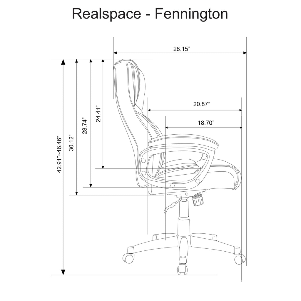Realspace® Fennington Bonded Leather High-Back Chair, Brown/Black