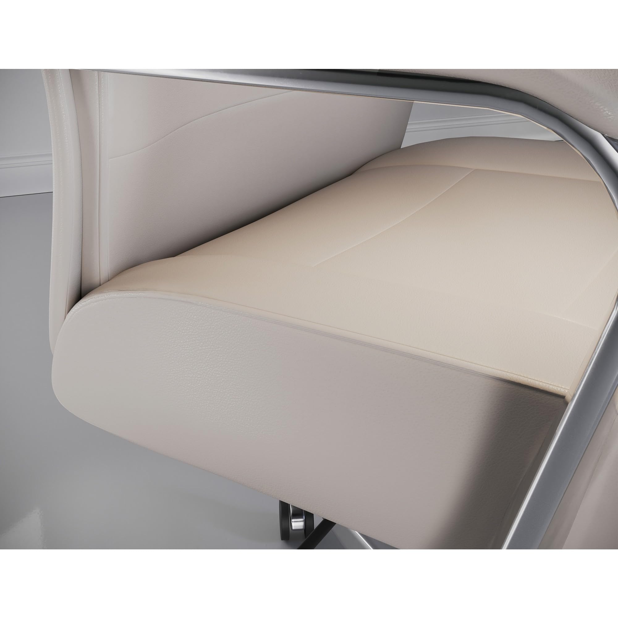 Realspace® Modern Comfort Modee Vegan Leather High-Back Executive Office Chair, Sand/Chrome, BIFMA Compliant