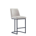 Manhattan Comfort Serena Modern Leatherette Upholstered Counter Stool | Sturdy Metal Frame with Matte Black Finish | High-Density Foam Padding | Elegant Design for Bar and Kitchen, Light Grey