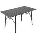 Adjustable Folding Picnic Table Portable Aluminum Camping Table Lightweight Travel Table Compact Storage Easy Setup Outdoor Dining 120x70cm Black