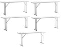 BTEXPERT Set of 5, 5-Foot - 60" Long White Plastic Folding Seminar Training Table Portable 18" Wide Narrow, 29" High, Events Indoor Outdoor Lightweight