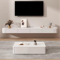 Floating TV Stand For 70 Inch TV, Modern TV Console With Storage Cabinets and Flip down doors, Suspended Entertainment Center TV Stand for Living Room Bedroom Farmhouse (White, 78.7x9.5x7.9 IN)
