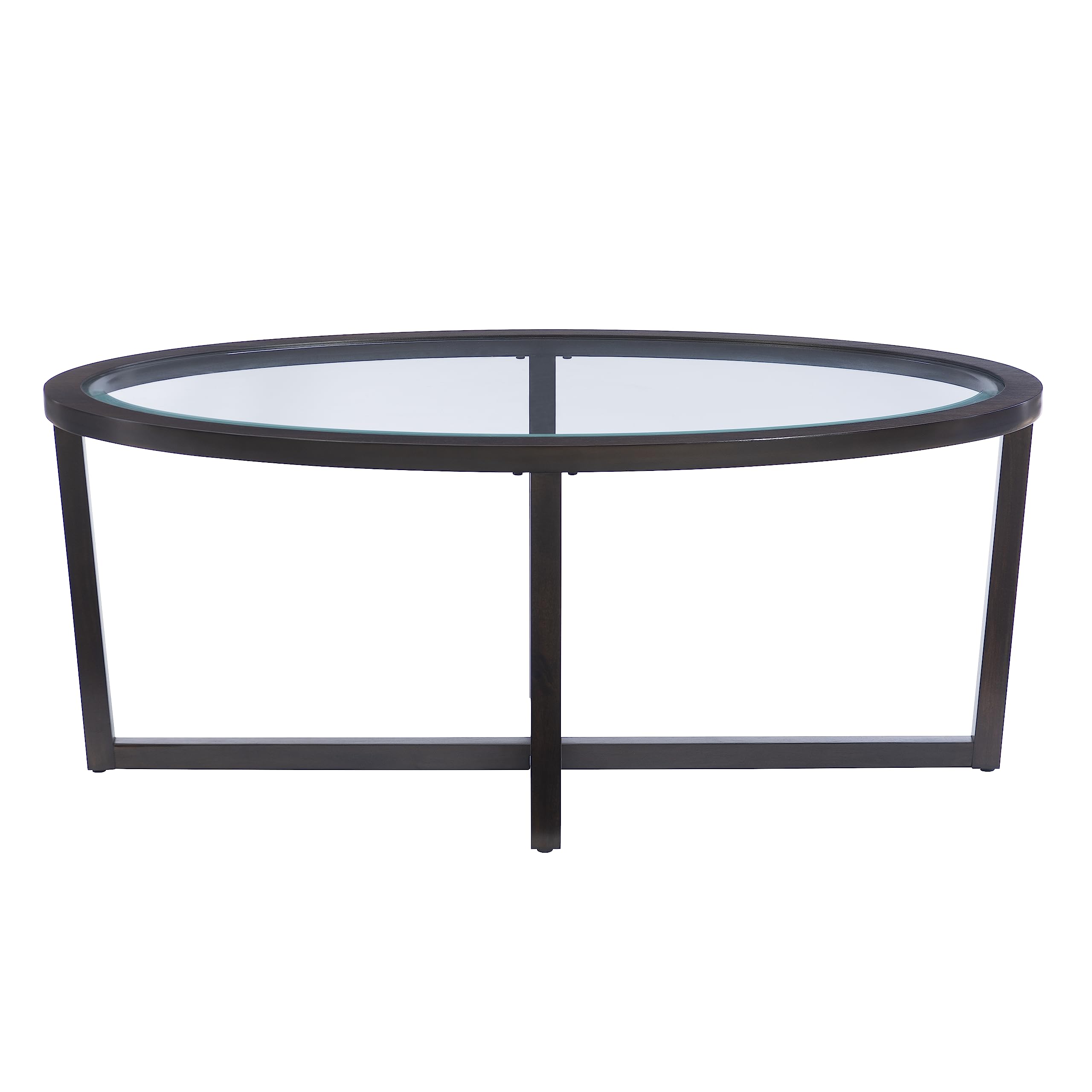Powell Marta Umber Brown Wooden Three Piece Coffee and End Table Set with Tempered Glass Tops