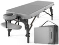 CLORIS 84" Professional Massage Table Portable Reinforced Wooden Leg 2 Folding Lightweight Spa Salon Tattoo Massage Bed Height Adjustable Hold Up to 1100LBS with Carrying Bag Grey