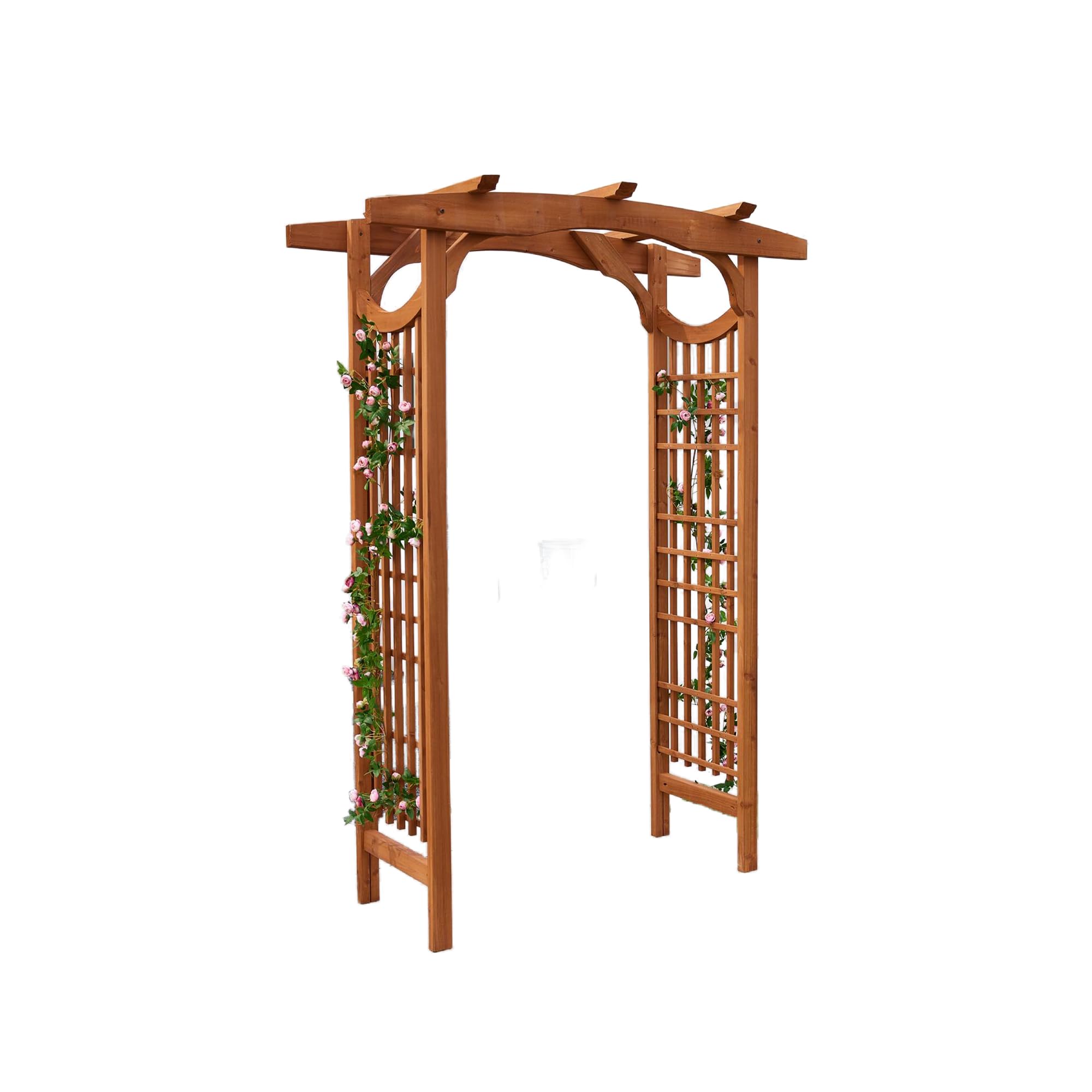 ScienGarden Solid Fir Wooden Garden Arch Premium Outdoor Trellis for Climbing Plants, 83.12”H×59”W×29.75’’D, Also can be Used for Wedding and Party Decoration