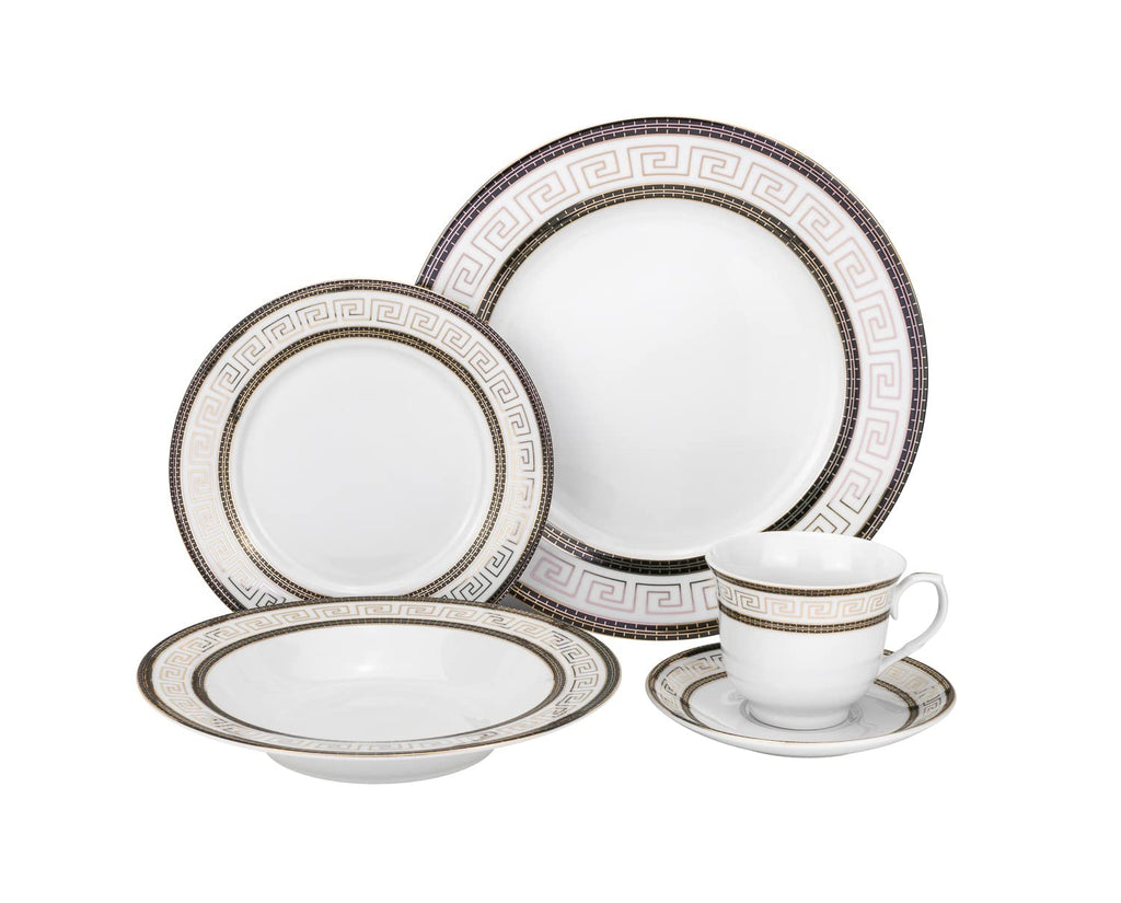 Euro Porcelain 57-pc Banquet Dinnerware Set, Luxury Tableware Dining Service for 8