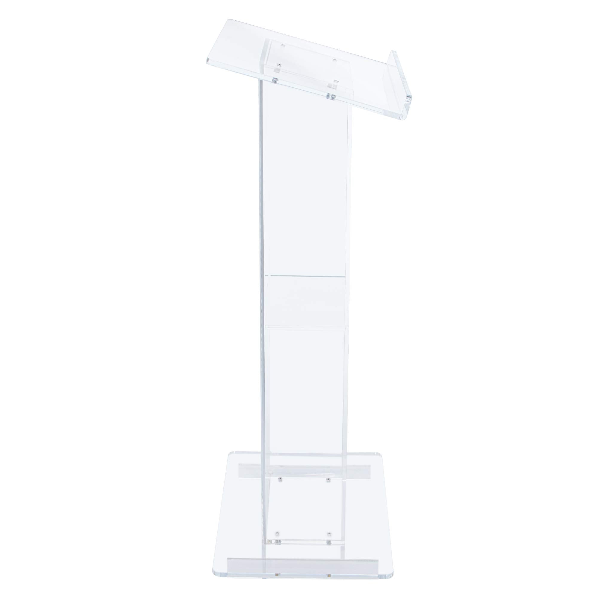 OEF Furnishings CoreGhost Series Commercial-Grade Modern Clear Acrylic Lectern with Shelf (24-inch Reading Surface)