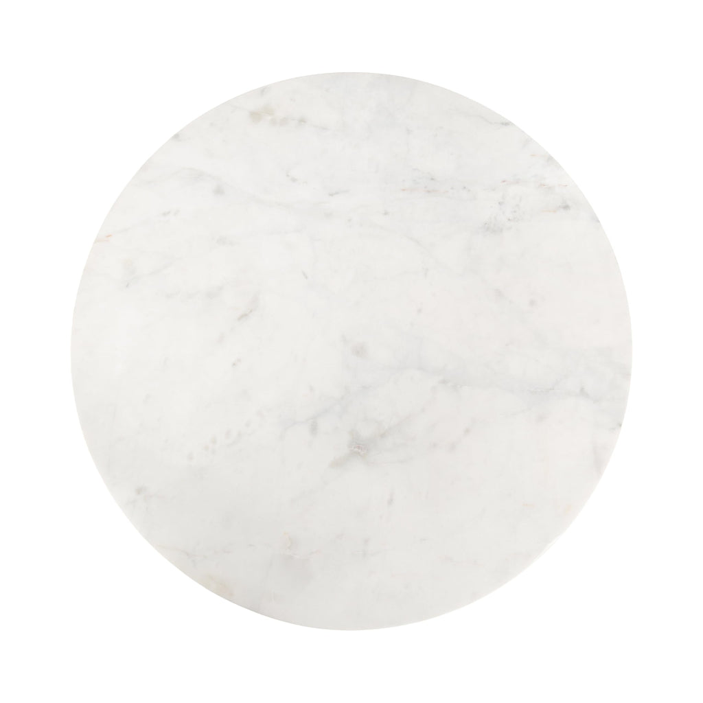 Kate and Laurel Soleyn Coastal Wood and Authentic Marble Side Table, 20 x 20 x 24, White Marble and Light Natural, Round Marble End Table for Use as Bedroom Nightstand or Living Room Accent