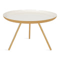 Kate and Laurel Laranya Modern Metal Coffee Table; 25 Inch Diameter; Gold and White; Decorative Round Coffee Table for Display and Storage