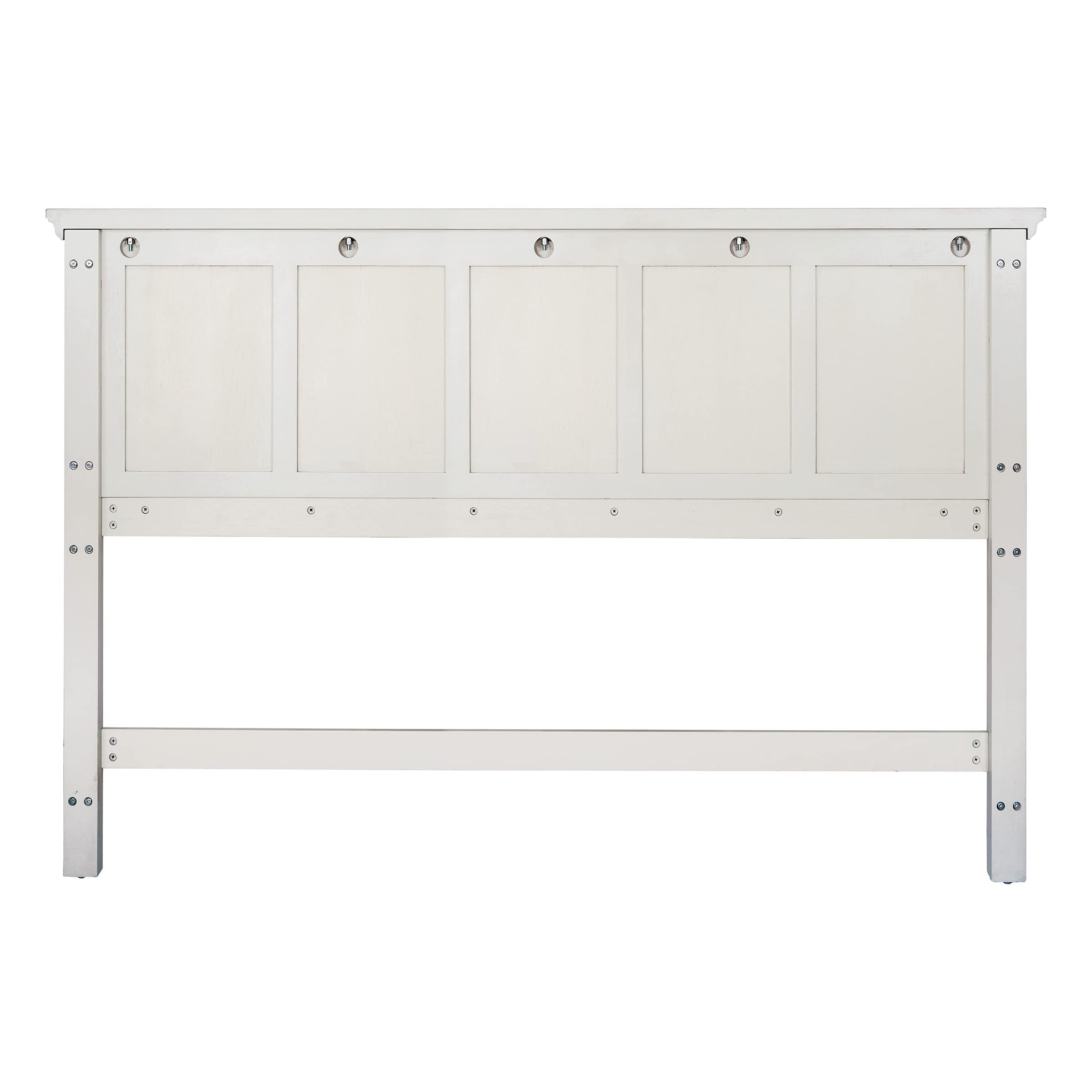 OSP Home Furnishings Farmhouse Basics King Headboard Only, Rustic White Finish