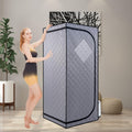 Full Size Portable Grey Steam Sauna Tent – Personal Home Spa with Fast Heating Steam Generator, Remote Control, Foldable Chair & Timer, Easy to Install PVC Frame, FCC Certification