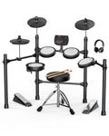 AiJoy Electric Drum Set for Beginners & Adults, Quiet Mesh Pads Digital Drum Kit, Dual-Zone Snare, 5 Drums 3 Cymbals, 195+ Sounds, USB MIDI, Includes Throne, Headphones & Sticks for Apartment Practice