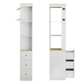 Havemies 73 Inch Media Storage Cabinet with Integrated Organization System, Antique White Slim Design Features 3 Drawers and Hooks for CD DVD and Game Console Display