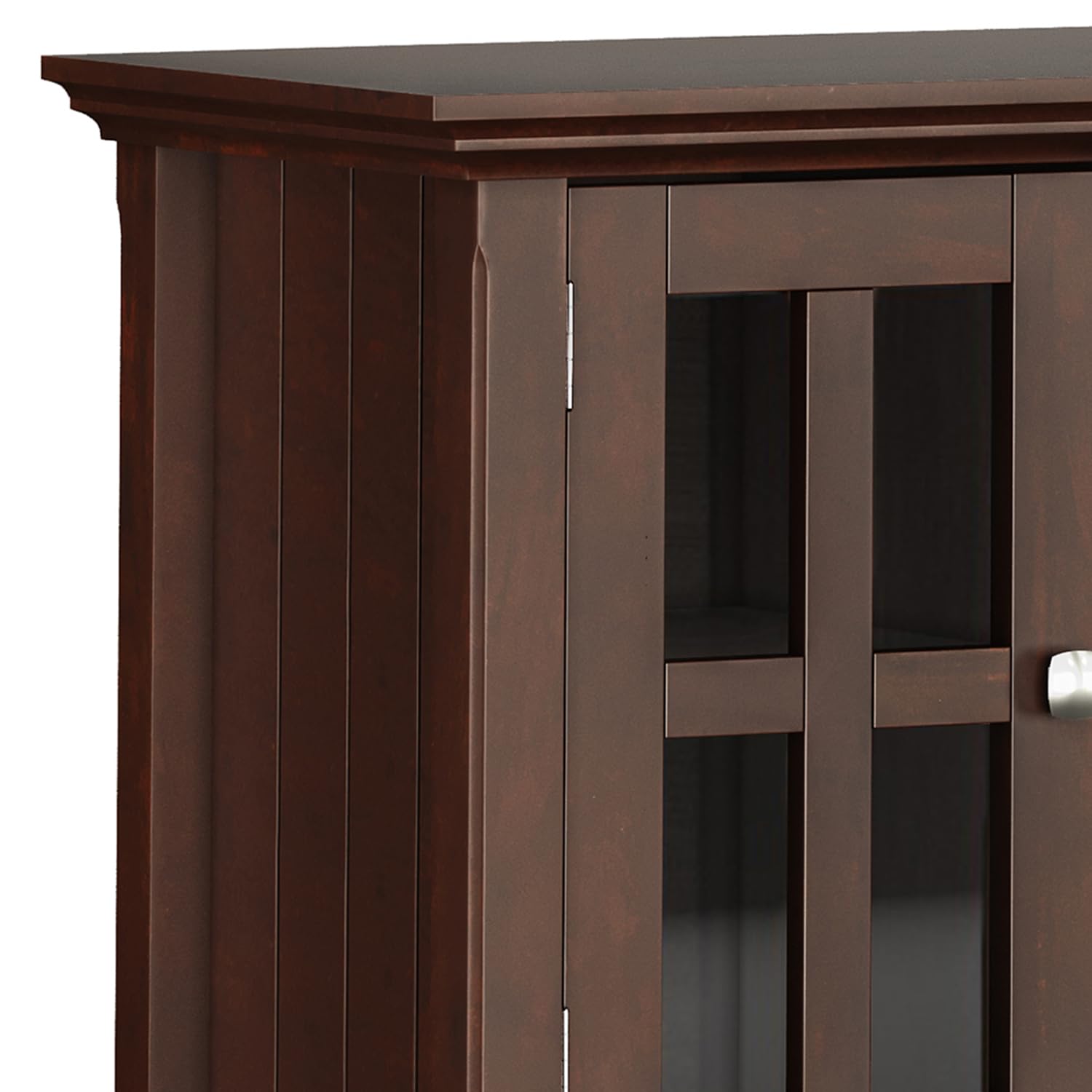 SIMPLIHOME Acadian TV Stand - 60 inch Wide Solid Wood Media Console in Black, Transitional Entertainment Center for Living Room for TVs up to 65 Inches with Glass Cabinets, Drawers and Shelves