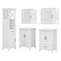 Bush Home Key West 48W Double Vanity Set with Sinks, Medicine Cabinets and Linen Tower in White Ash