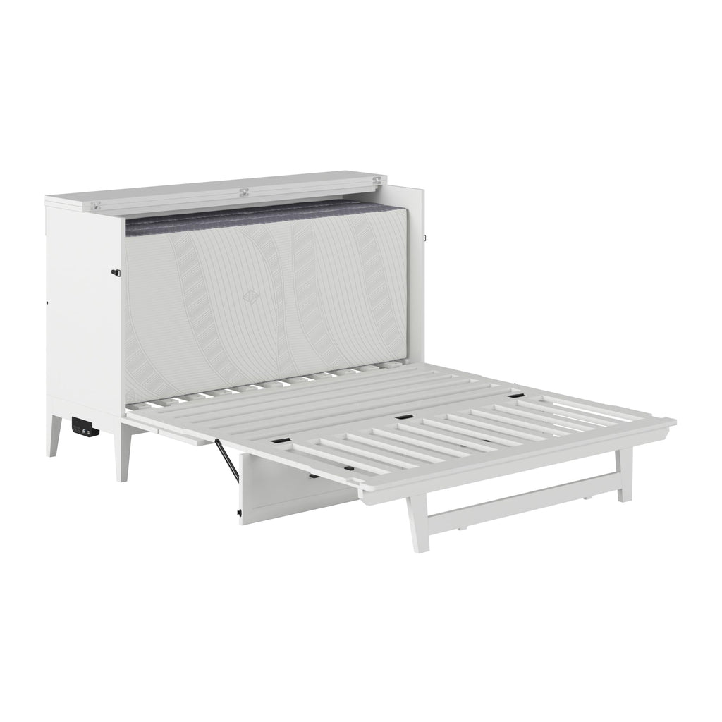 AFI, Santa Fe Queen Murphy Bed Chest with Mattress and Built-in Charger, White