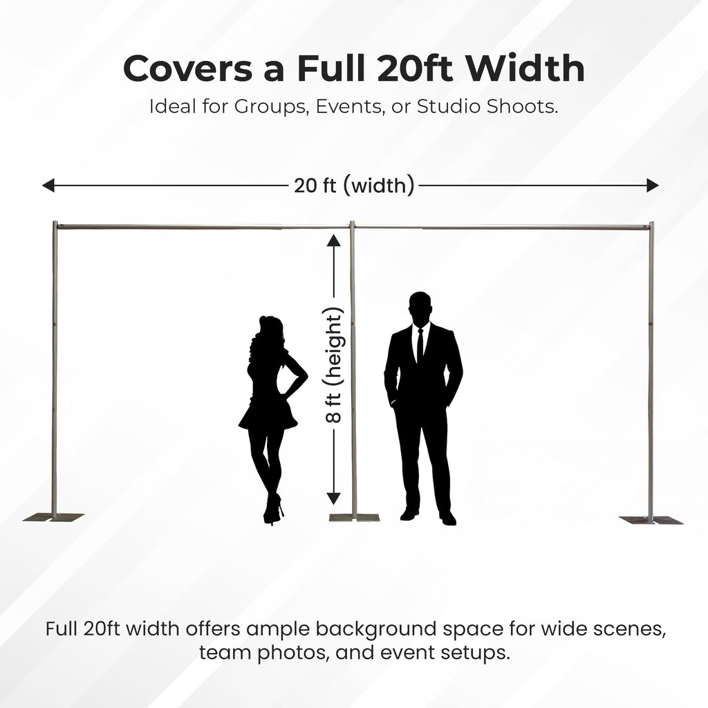 OnlineEEI Pipe & Drapes Portable Stand Kit, 8FT x 20FT Photo Backdrop Set with Portable Stand, Photography Background for Weddings, Birthday Parties, Business Events (Royal)