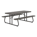 LIFETIME 6‑Foot Classic Folding Picnic Table, UV Protected Tabletop, Steel Frame, Seats 8, Weather & Rust Resistant, Flat Folding Outdoor Picnic Table with Umbrella Hole