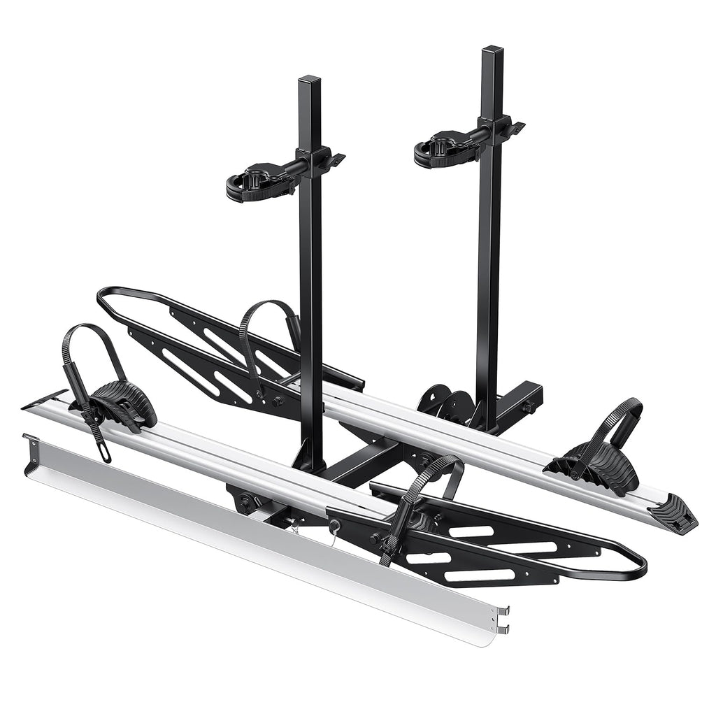 Young Hitch Mount Bike Rack with Ramp, 200 lbs. Capacity for 2 E-Bikes, Fat Tire and Standard, fits Cars, SUVs, RVs, Trailers with 2 Inch Receiver
