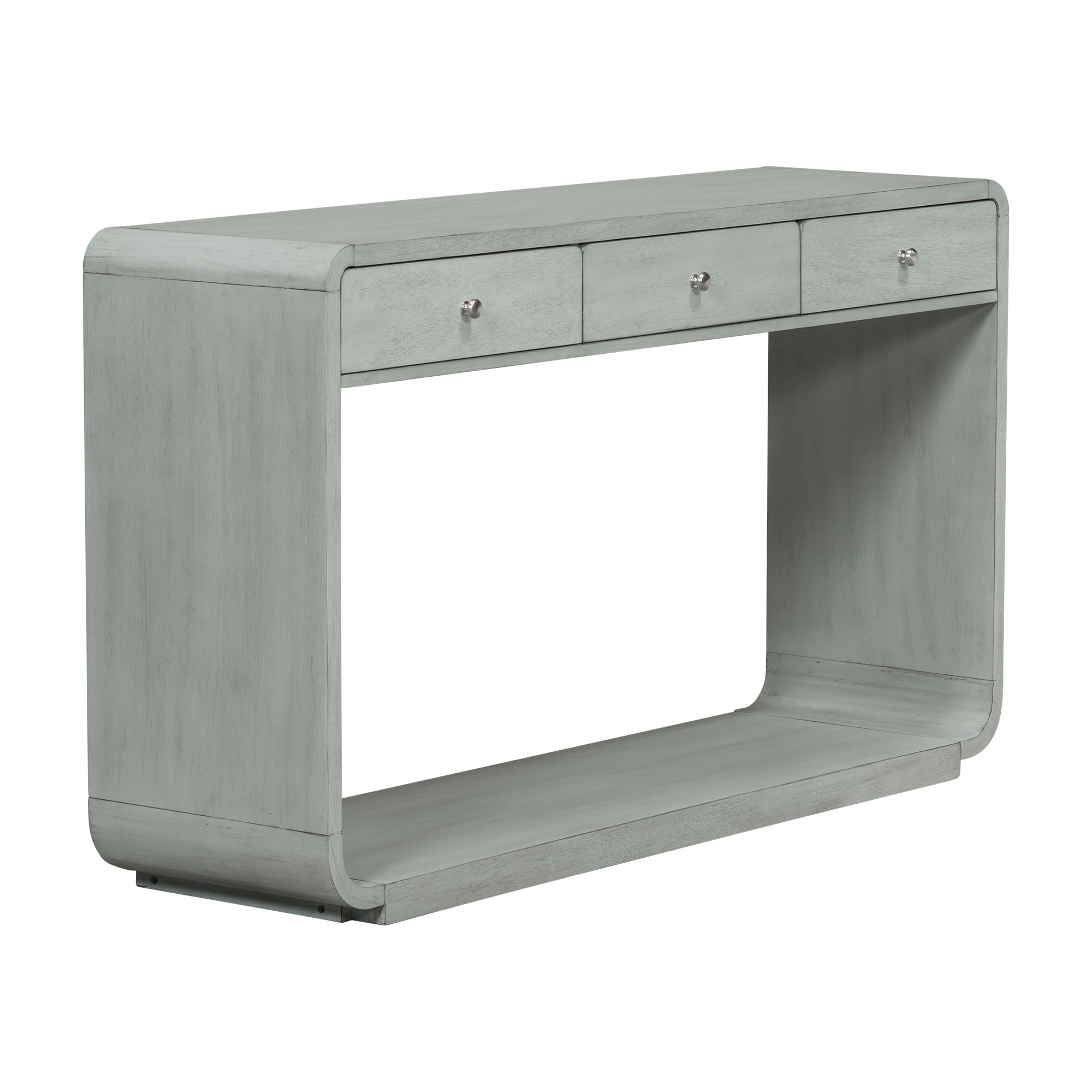 Merax 55" Entryway Table with 3 Drawers, Natural Wood Grain Finish Console Table with Fluted Design for Entryway and Living Room (Sage Green)