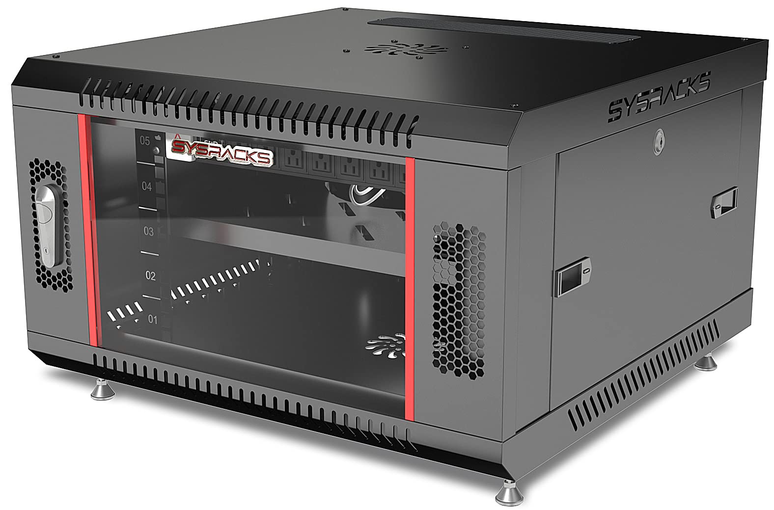 Sysracks Server Rack 6U Wall Mount Rack Locking Cabinet for Network Electronics Security Audio Video AV Equipment Data Rack Legs/Power Strip/Shelf/Fan 24-Inch Deep