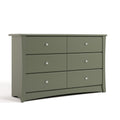 Storkcraft Crescent 6-Drawer Dresser (Olive) – GREENGUARD Gold Certified, Green Dresser for Bedroom, Kids & Nursery Storage Chest, Safety Interlocking Drawers, Pre-Installed Tracks, Kids Chest