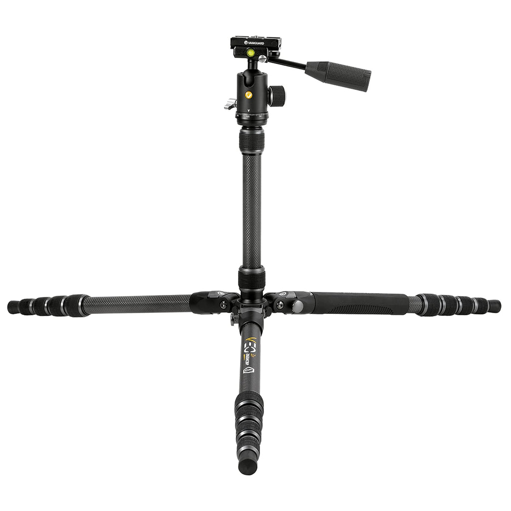 Vanguard VEO3T235CBP Carbon Fiber Travel Tripod with Ball Head, Removeable Pan Handle, and Quick Shoe with Built-in Smartphone Holder