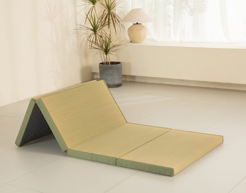 MustMat Thick Tatami Mat Twin XL Floor Mattress Japanese Tatami Bed with Storage Bag 39 x 80 x 2 in (Green)