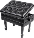 EliteBloom Luxury Leather Piano Bench with Height Adjustable Padded Seat and Waterproof Cushion Piano Stool with Solid Flip Top for Extra Music Storage,