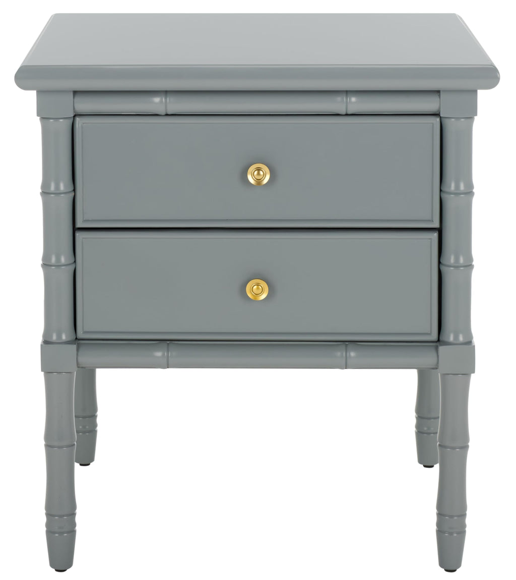 SAFAVIEH Furniture - Niah 2-Drawer Nightstand - Grey & Gold - Wood - Glam Hardware Design - Ideal for Bedroom, 23"W x 20"D x 25.25"H (NST3501C)