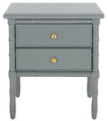 SAFAVIEH Furniture - Niah 2-Drawer Nightstand - Grey & Gold - Wood - Glam Hardware Design - Ideal for Bedroom, 23"W x 20"D x 25.25"H (NST3501C)